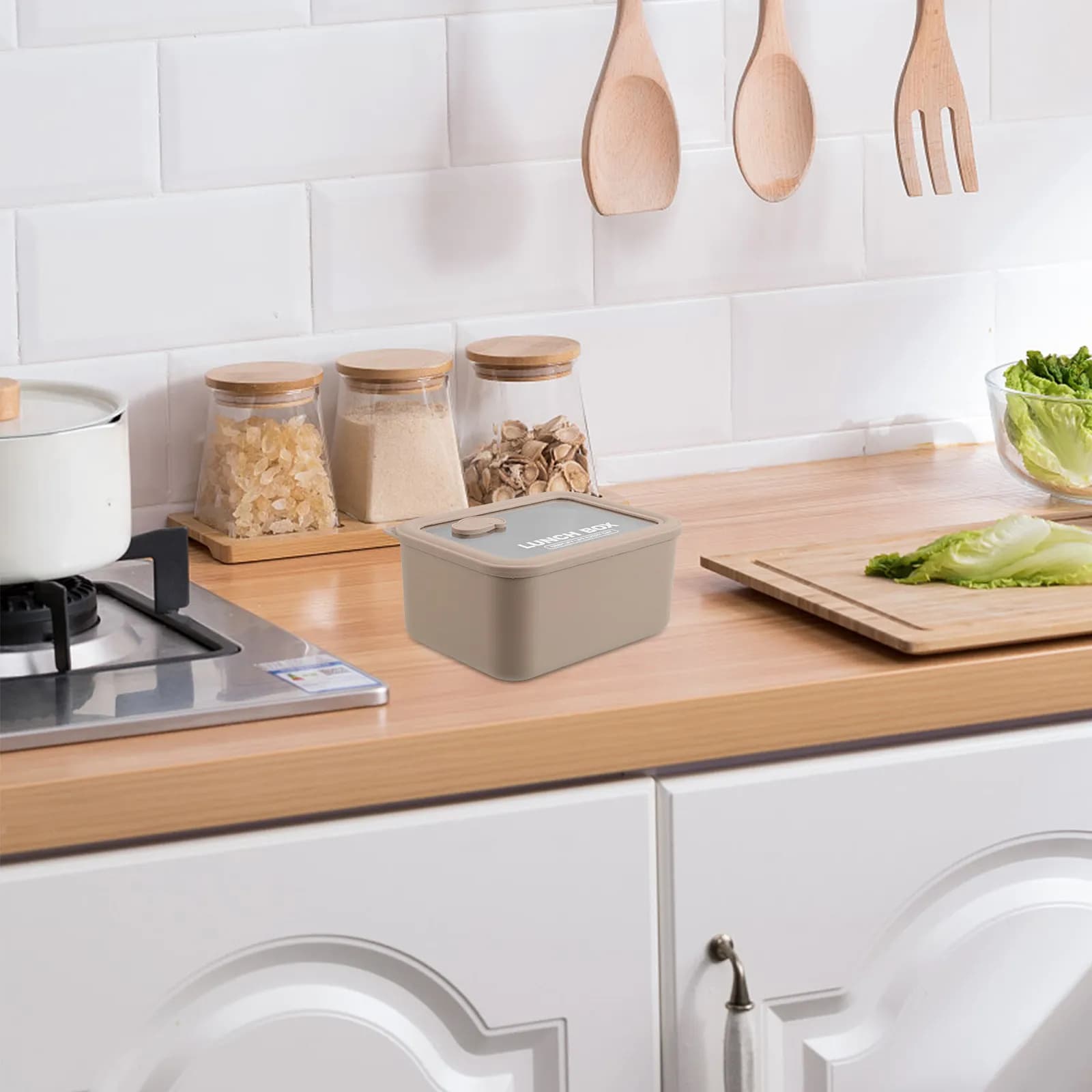 Contenitore per Pranzo in Acciaio Inox 600ml con Coperchio in Vetro, Adatto al Microonde, Portatile, per Adulti, Scuola, Ufficio, Conservazione Alimenti