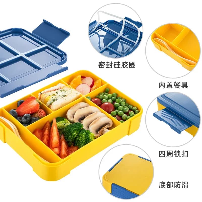 Contenitore Portatile per Pranzo, Adatto al Microonde, Ermetico, per Studenti, Snack, Picnic, con Forchetta e Cucchiaio