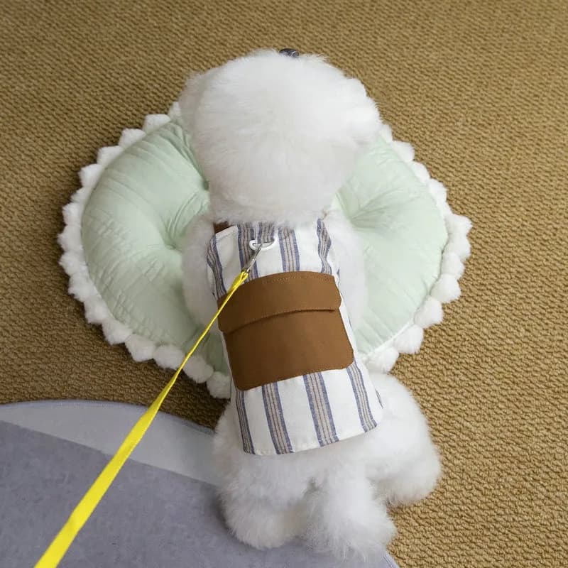 Abbigliamento per Cani in Stile Europeo, Gilet Traspirante Ispirato al Punk e Gonna a Righe Verticali per Pomeranian e Bichon Frise