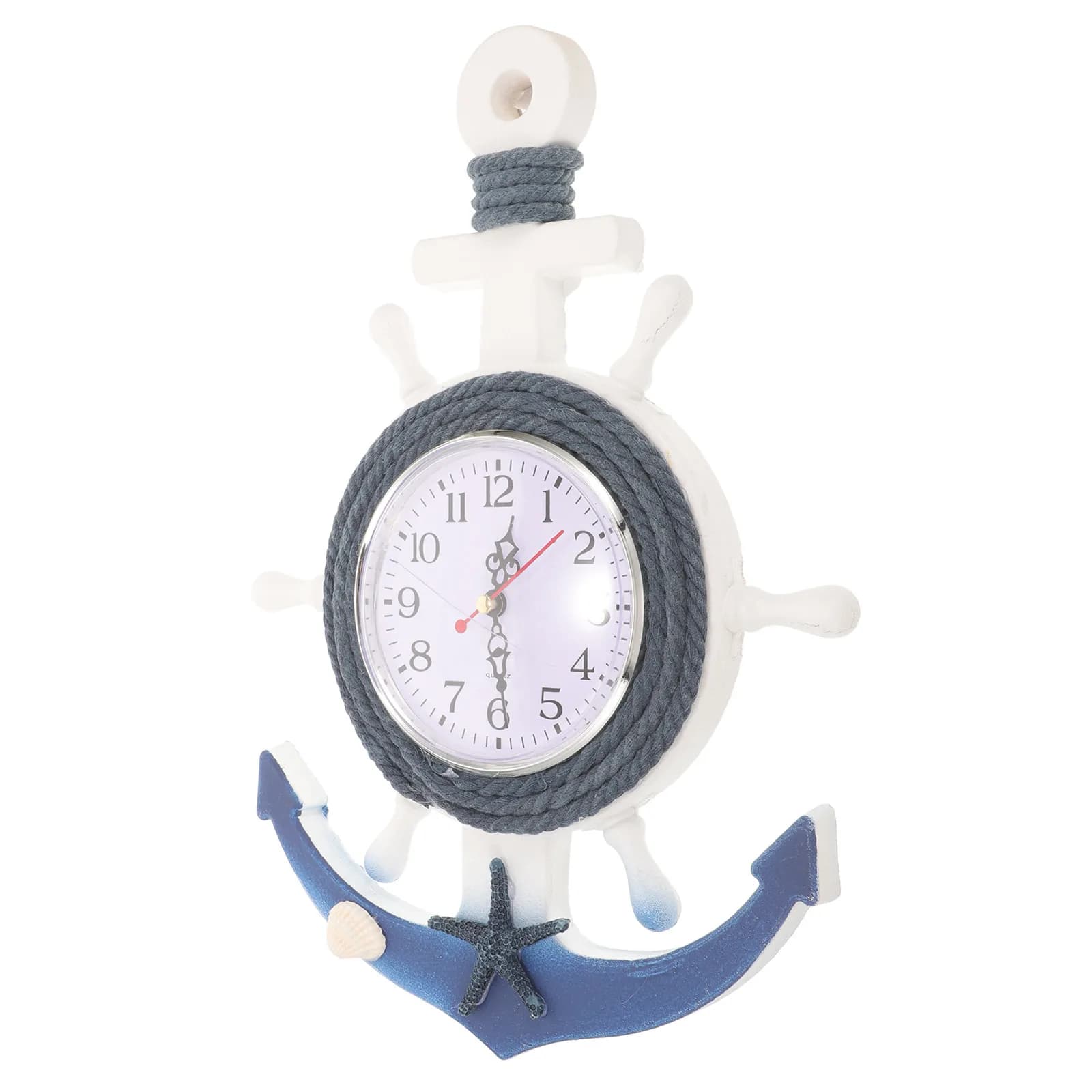 Orologio da Parete a Forma di Ancora Marina, Stile Mediterraneo, in Legno e Plastica, per Arredamento Casa, Soggiorno e Camera da Letto