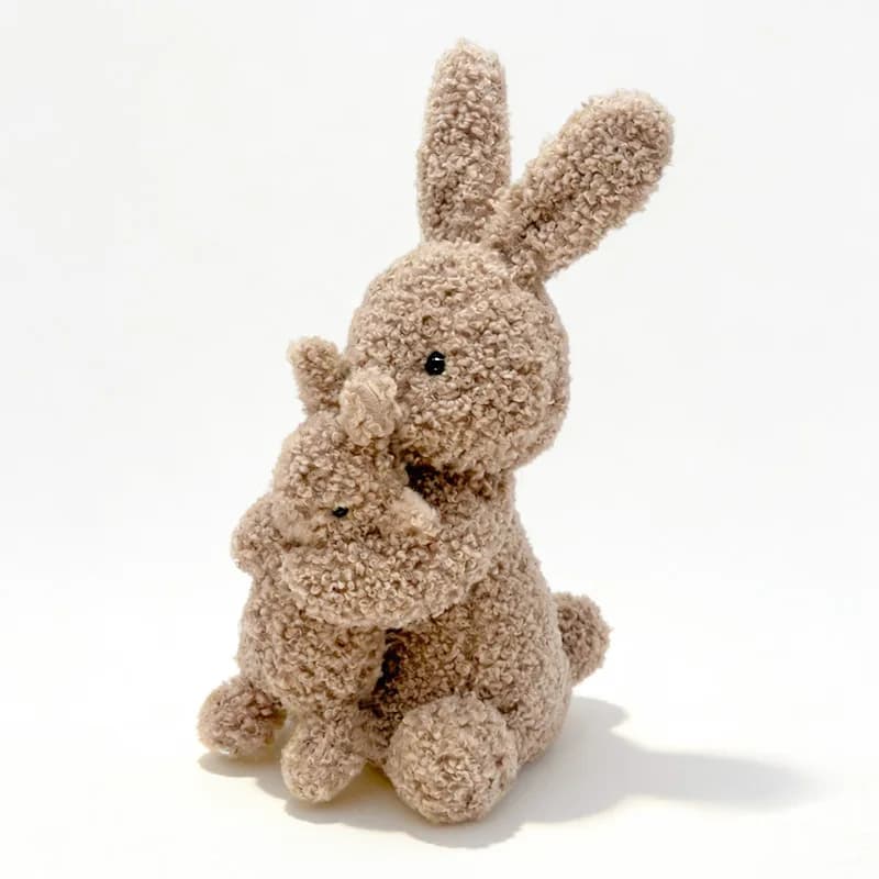 Peluche Coniglio Madre e Cucciolo, Bambola Coniglio dalle Orecchie Lunghe, Bambola Calmante per il Sonno dei Bambini, Bambola da Accompagnamento, Regalo