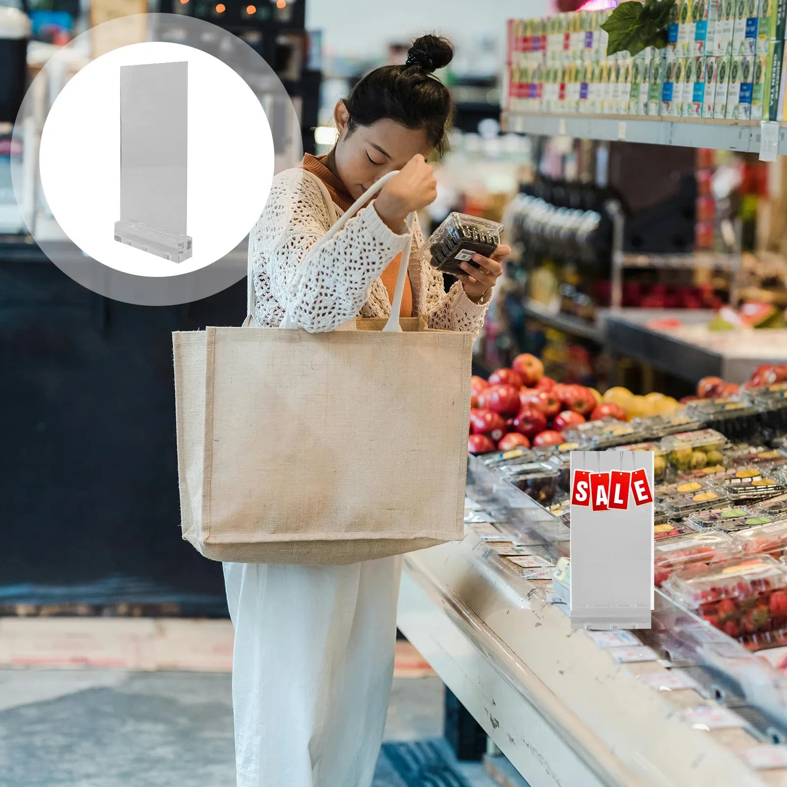 Espositore Trasparente in Plastica per Etichette, per Negozi di Alimentari, Banconi Retail, Porta Prezzi, Porta Avvisi, Organizzatore per Scaffali