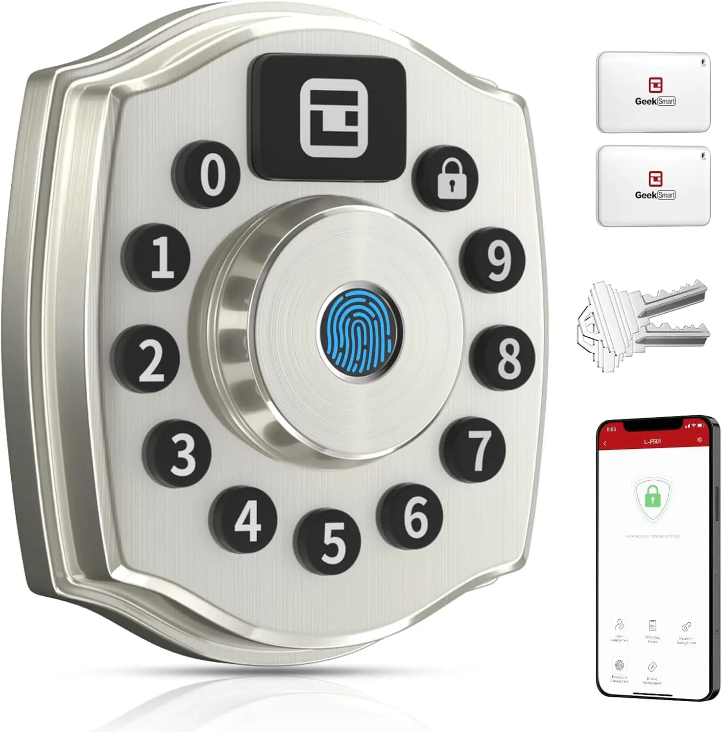 Serratura Intelligente con Impronta Digitale, Tastierino e Controllo App, Serratura Senza Chiave IP65 Impermeabile per Porta d'Ingresso