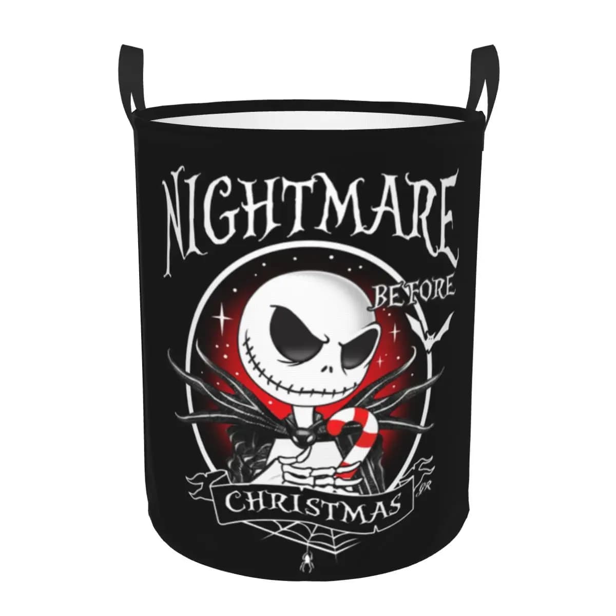 Custom The Nightmare Before Christmas Jack Skellington Linen Basket Halloween Dress Basket for Kids Toy Bag