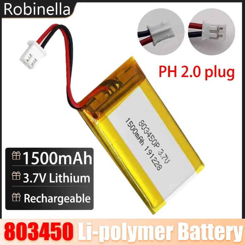 803450 Batteria ai polimeri di litio 3.7V 1500mAh Batterie ricaricabili agli ioni di litio ai polimeri di litio per Power Bank GPS MP3 DVD Camera Laptop PC
