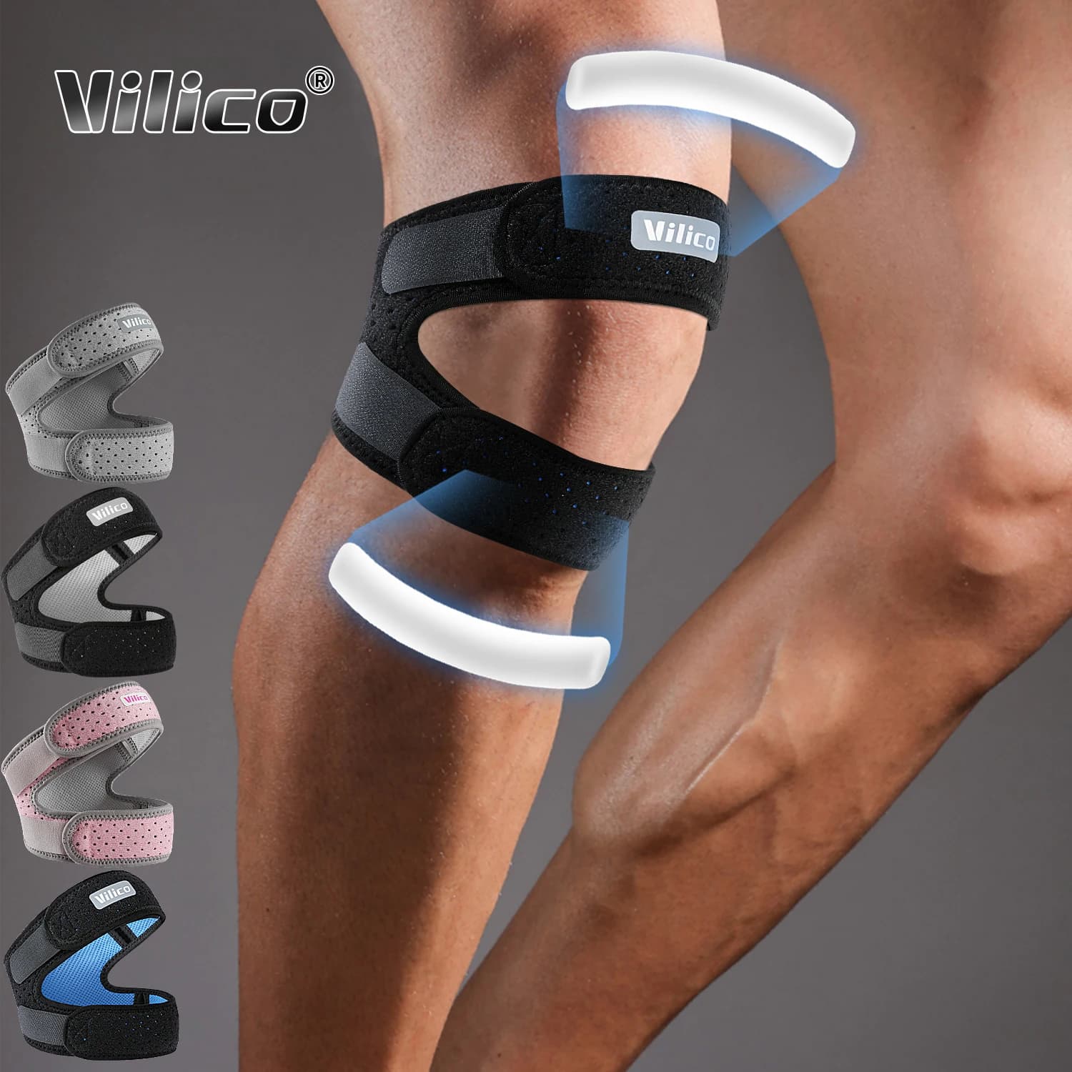 1 pz cinturino a fascia regolabile iiosotibico ginocchio coscia anca sindrome ITB supporto avvolgente di compressione, tendinite rotulea traspirante