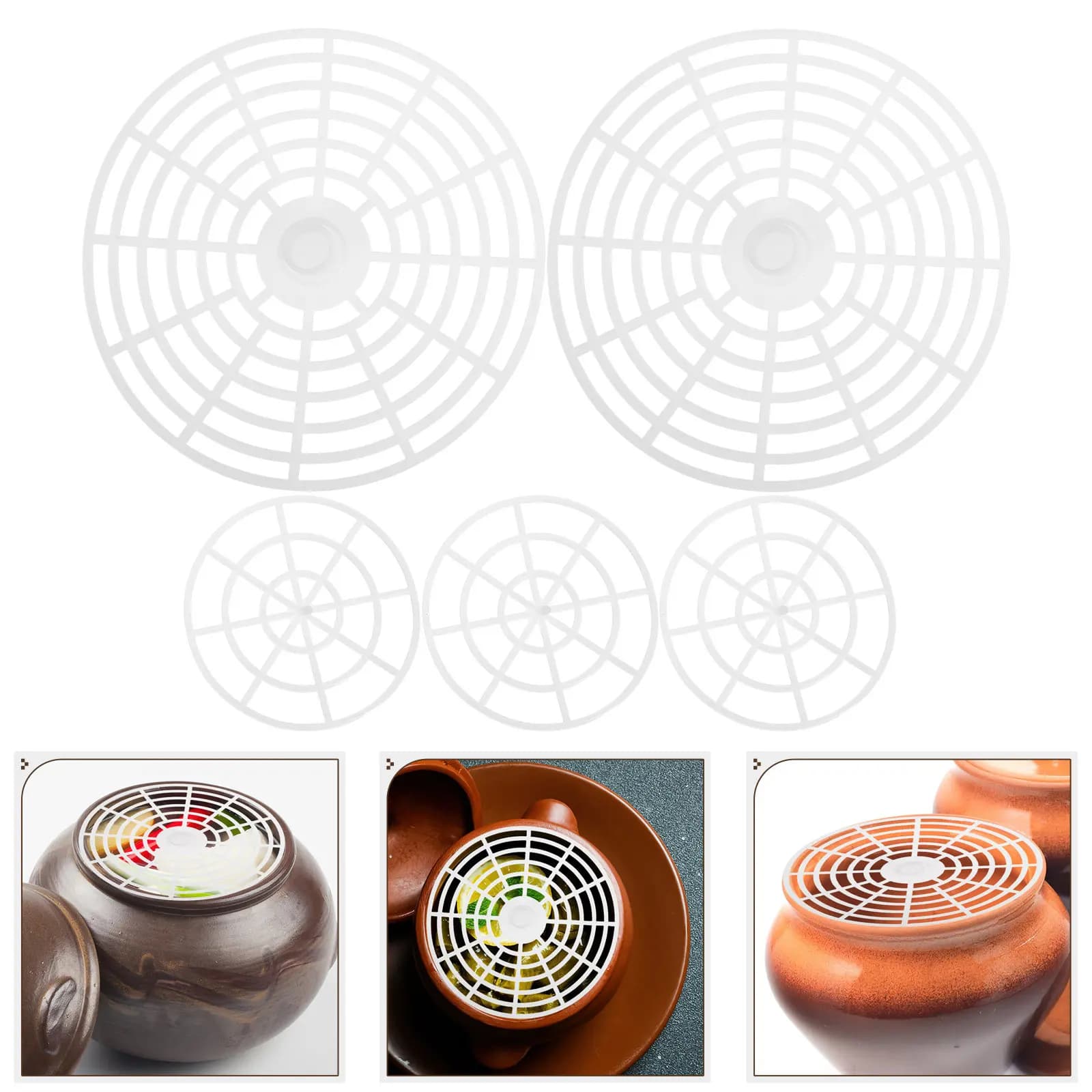 5Pcs Pickle Jar Press Plate 3In 6In Plastic Fermenting Mesh Weight Plate for Home Vegetable Fermentation Pickling Jar