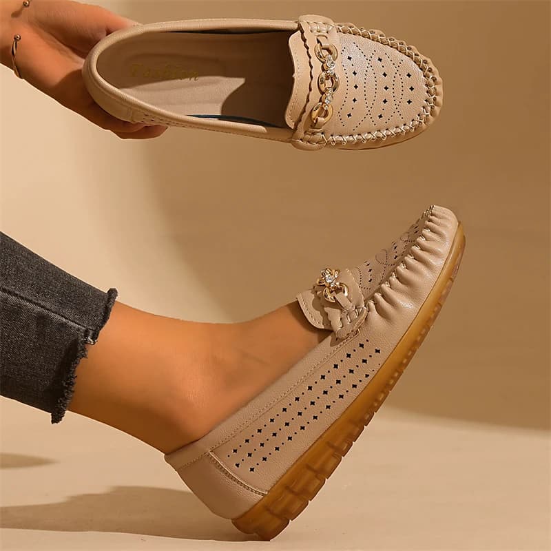 Mocassini di tendenza per donna, comode scarpe casual in pelle da donna, scarpe slip-on traspiranti, scarpe basse da donna