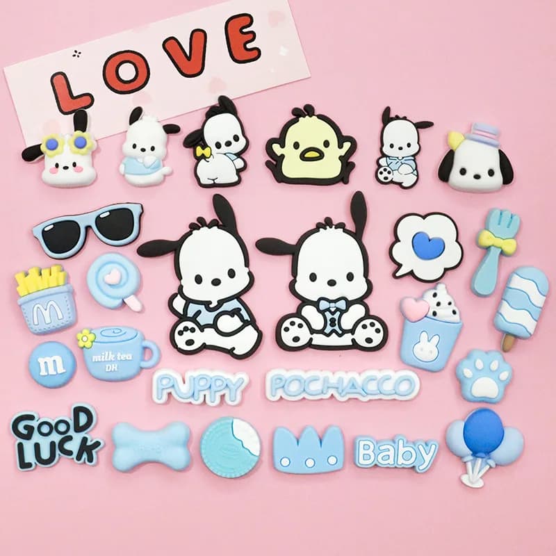 Set di Decorazioni per Scarpe in PVC della Serie Blue Pochacco Puppy, Accessori per Calzature con Personaggi Assortiti, Regalo per Sandali