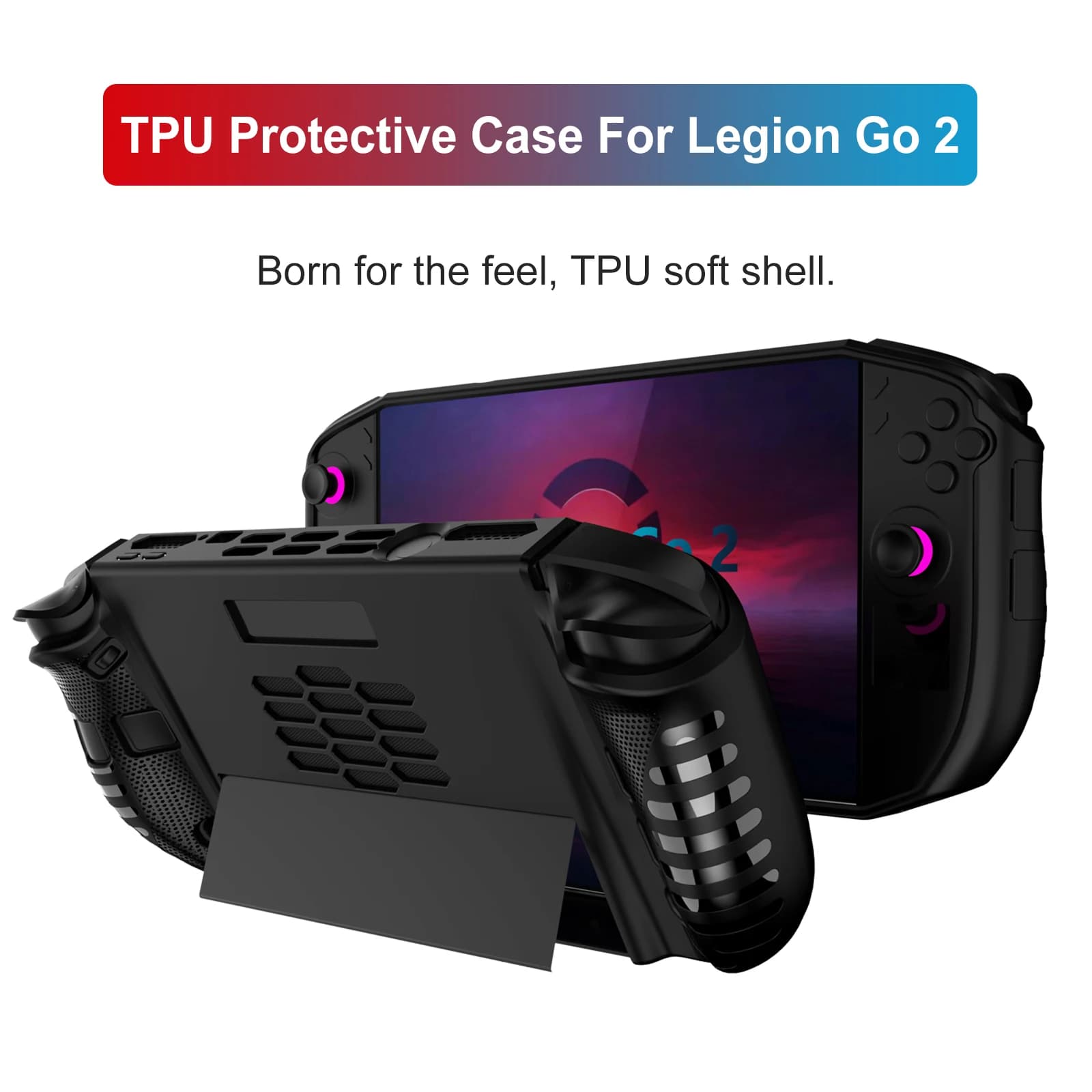 Custodia Protettiva Integrale Morbida in TPU Antiurto con Supporto Integrato Anti-caduta per Console da Gioco Portatile Lenovo Legion Go