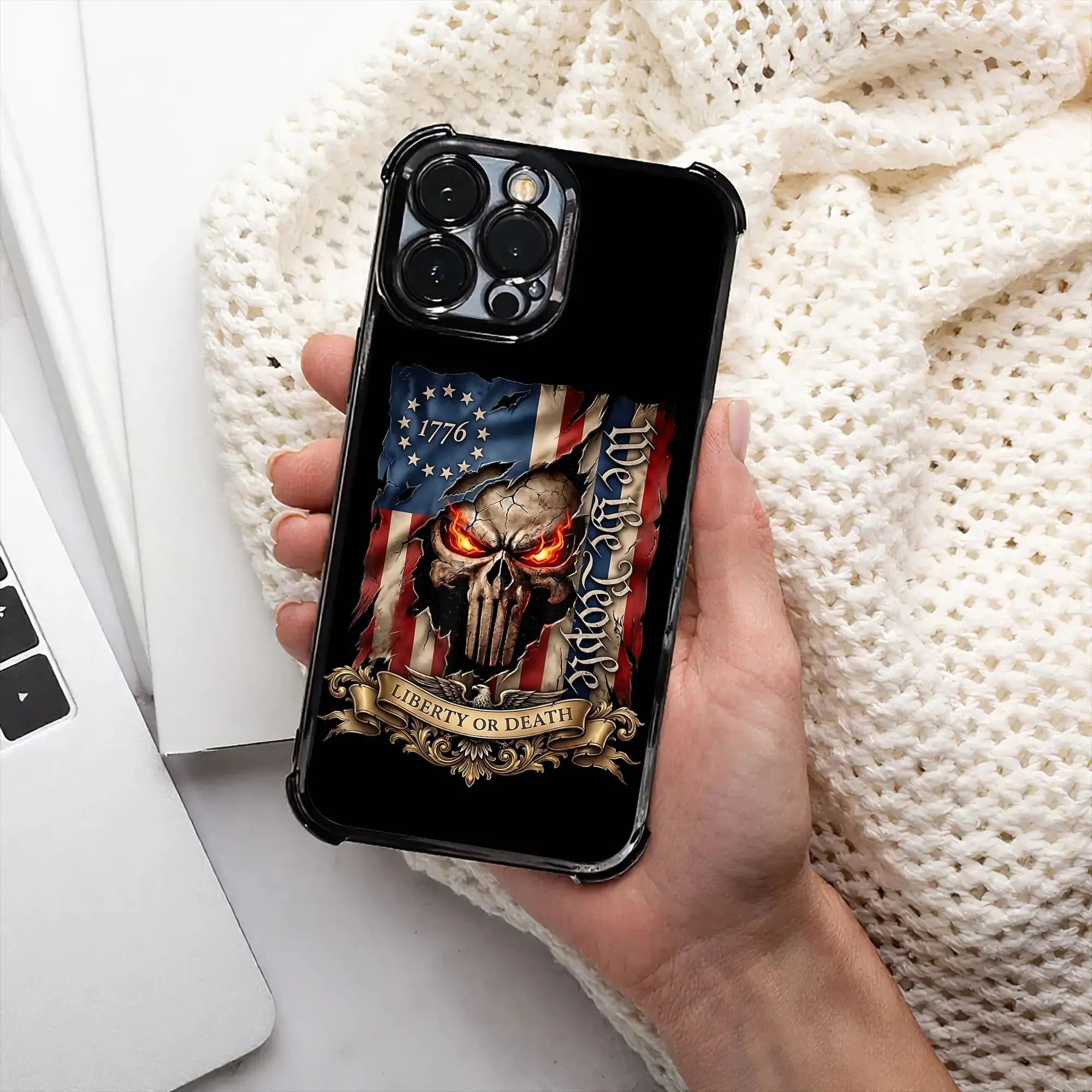 1776 Liberty Or Death Patriotic Skull July 4th Bumper Phone Case Electroplating Process phone case for iPhone Various Models