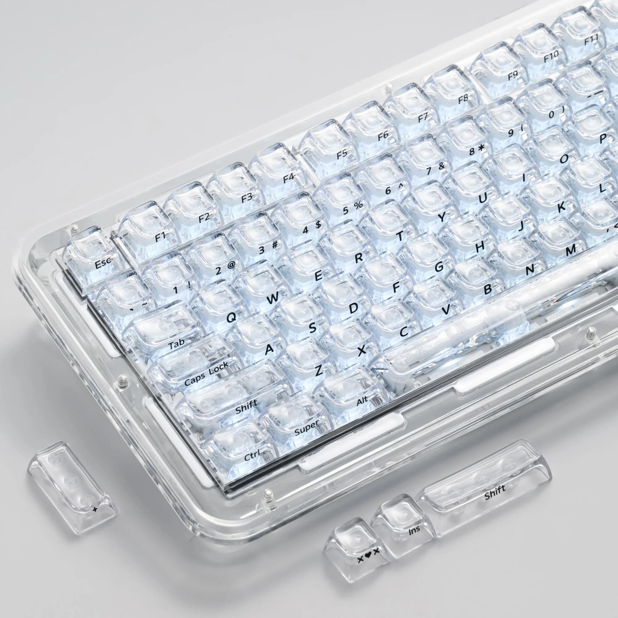 XVX Tasti trasparenti in cristallo con profilo SA per tastiera meccanica da gioco, tasti per PC con stampa laterale, retroilluminati RGB, 128 tasti