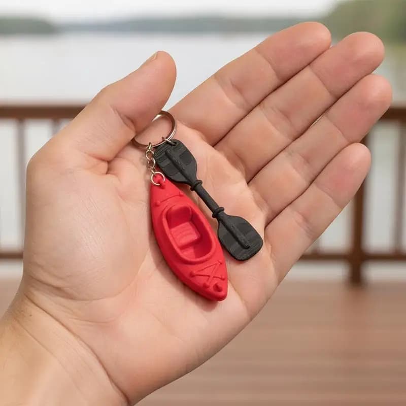 Mini Kayak Keychain with Matching Paddle Vibrant Multicolor Portable Key Pendant for Summer Camp Party Favor Kids