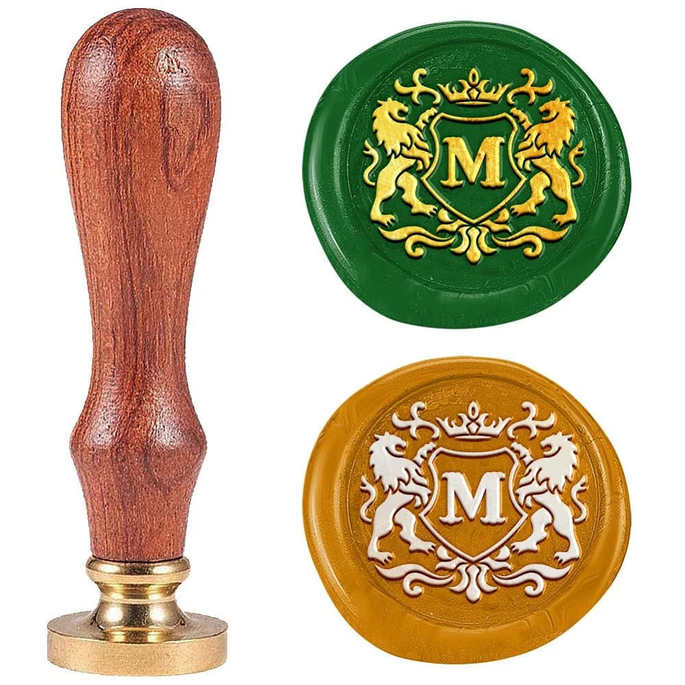 Seal Stamp Set Sealing Stamp Solid Brass Heads with Wood Handles for Envelopes Invitations Gift Card Letter M 83x22mm