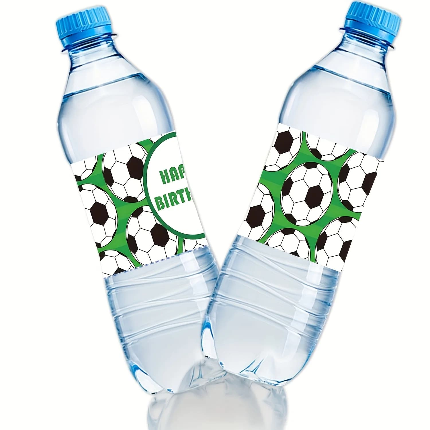 24pcs Green Soccer Bottle Labels Stickers Football Theme Sticker for Sports Soccer Theme Birthday Party Supplies Decor