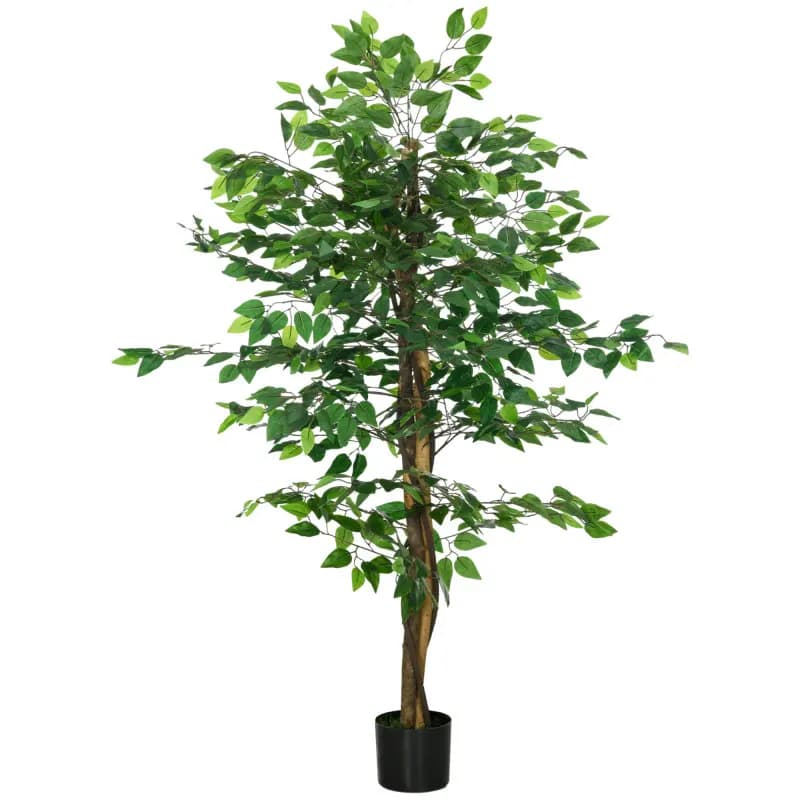 HOMCOM Ficus 5 feet artificial with vase, fake plant for interior and exterior for the furnishing of the living room of the home office
