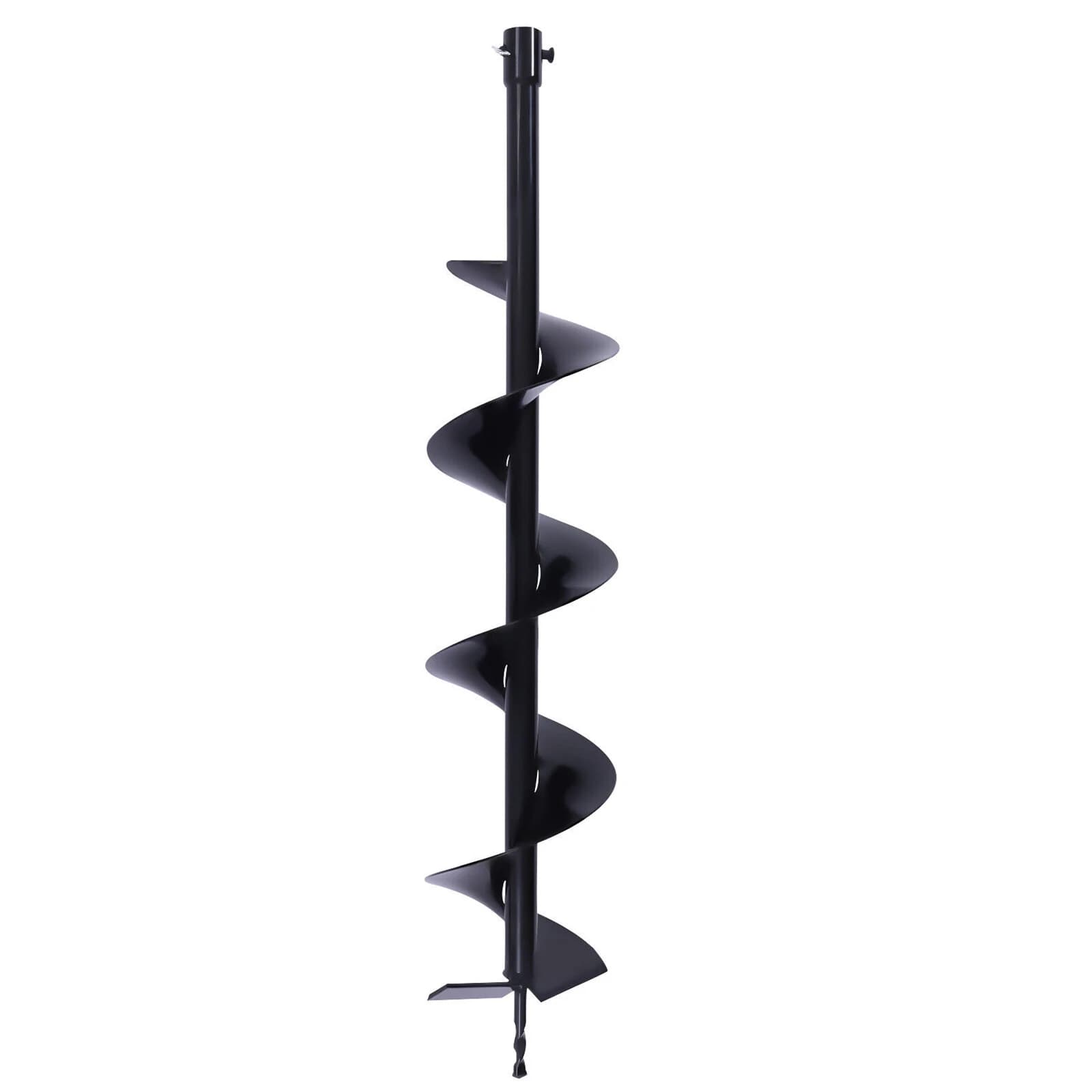Spiral drill bit for digging of garden wells, drill for digging for post holes, extension rod for drill, deeper drilling