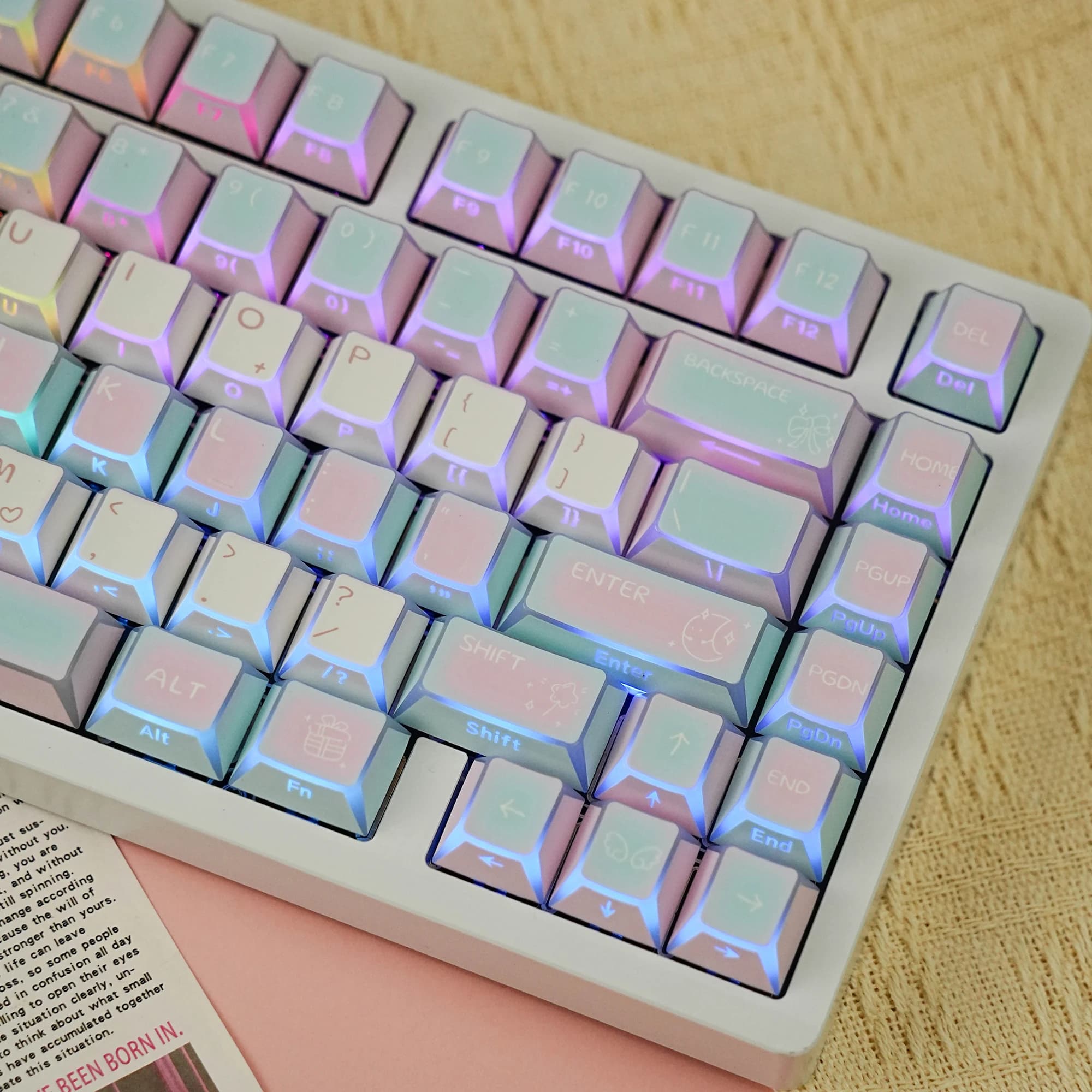 JCM Cotton Candy Keycaps 137 Keys Dye-Sub Side-lighted LAS Profile Spanish Arabic French German Russian For Mechanical Keyboard