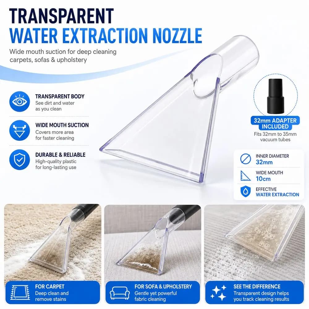 Transparent Vacuum Cleaner Nozzle Plastic Angled Head Upholstery Cleaning Nozzle Water Suction Wide Mouth Suction Nozzle