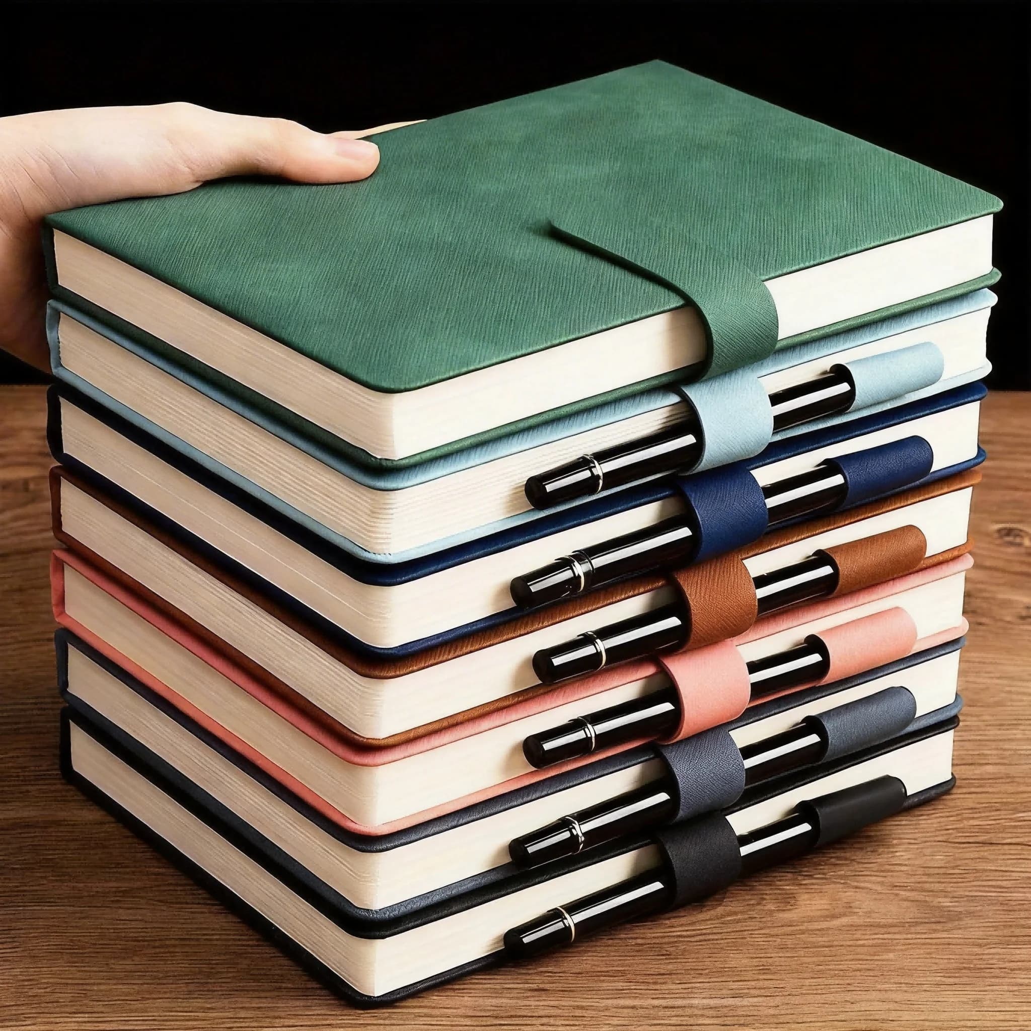 A5 Lined Leather Journal Notebook for Men Women,5.83" X 8.43" Hardcover Journal with Pen holder,200 Pages 80 Gsm Ruled Paper