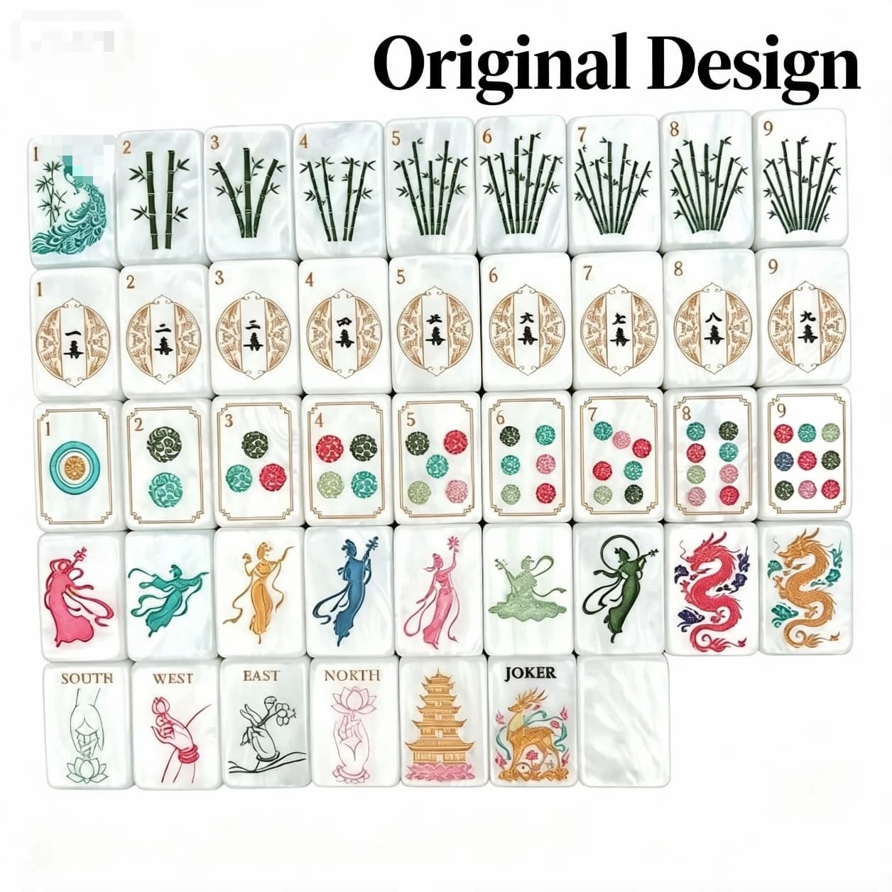 Original Design 160PCS American Mahjong Set Pearl Acrylic Chinese Oriental Style American Mahjong Tiles rfect for Christmas