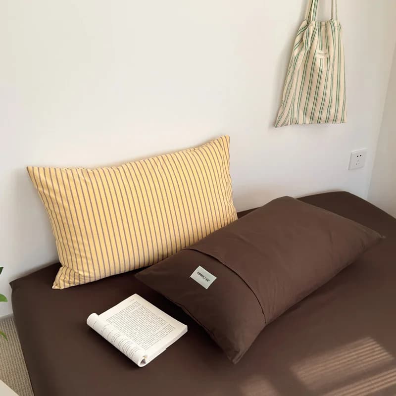 Bonenjoy 100% cotone 2 pezzi federa in cotone a righe rettangolo cuscino Sham 48x74 cm fodera per cuscino casa morbida federa