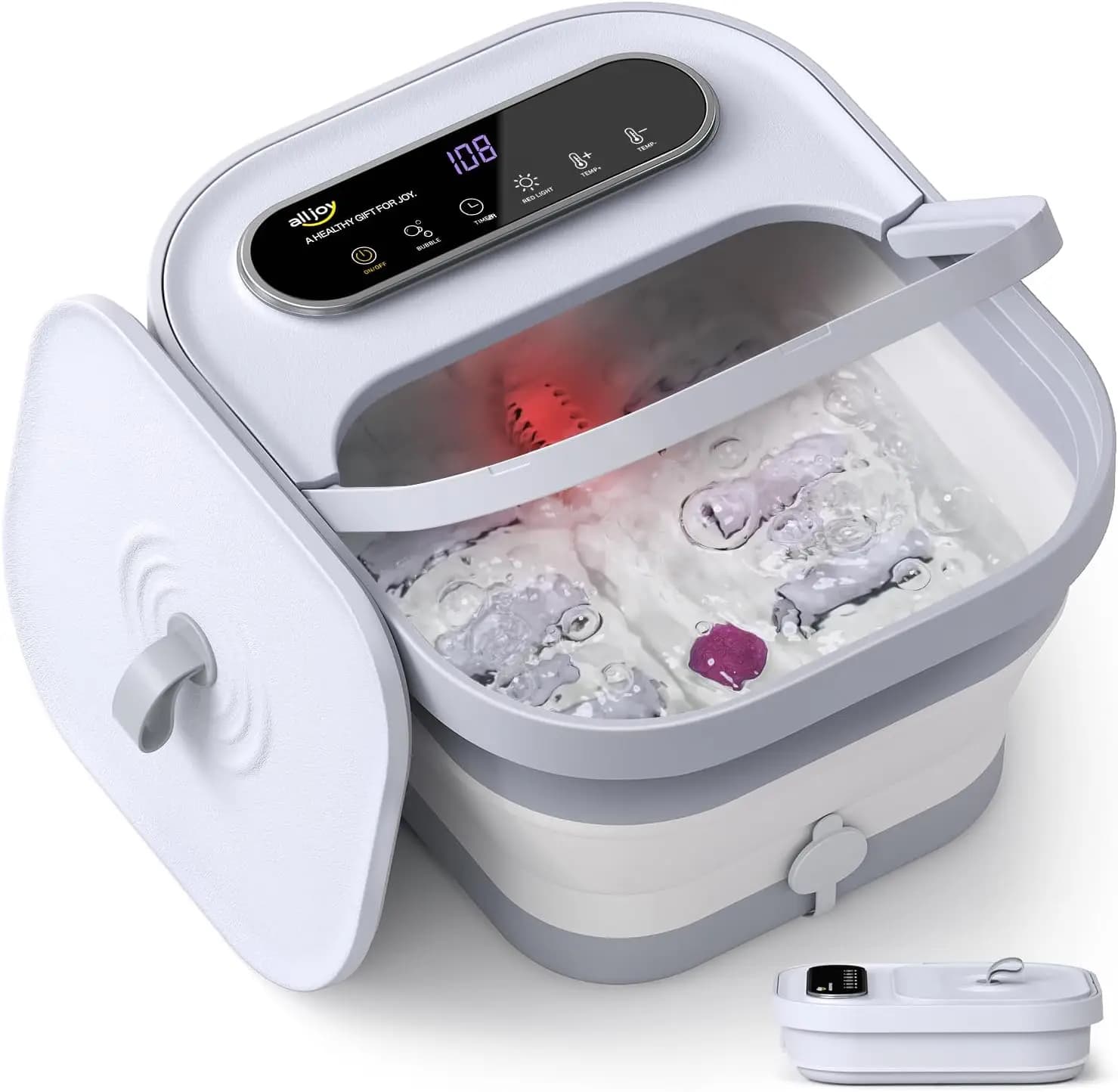 Foot Massage with Heat, Bubbles, Timer, 6 Shiatsu Rollers and Pomice Stone for Relax and Gifts