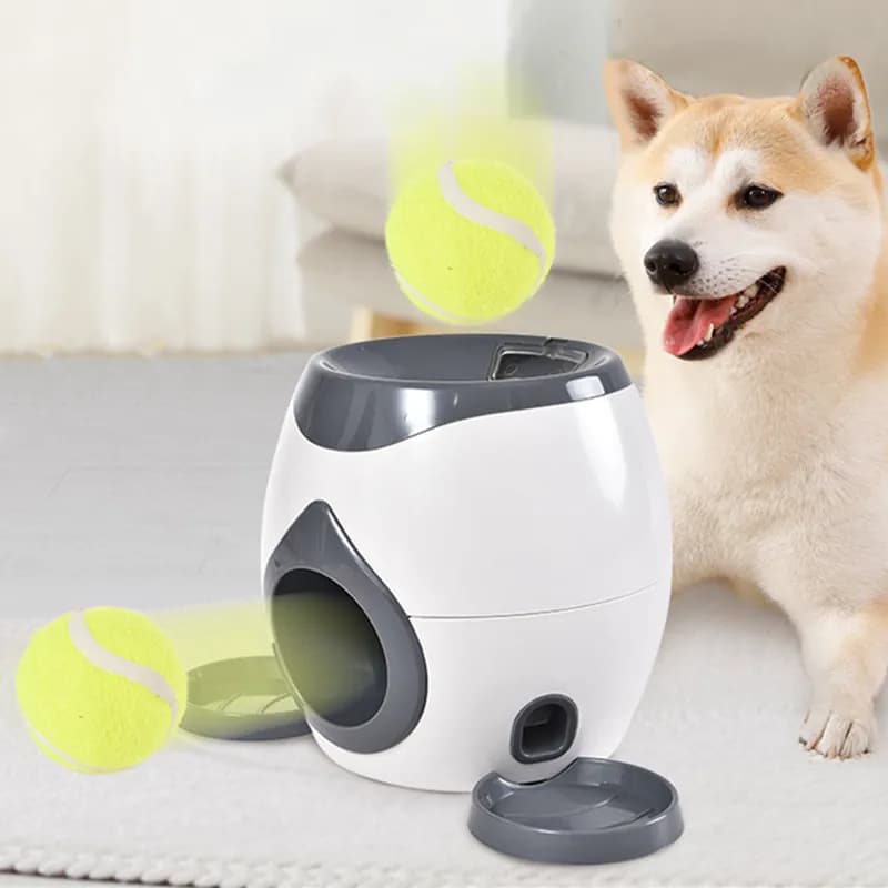 Giocattolo Interattivo 2 in 1 per Cani, Lanciatore Automatico di Palline da Tennis, Macchina per Addestramento e Premiazione, Divertente Distributore di Cibo, Accessori per Animali