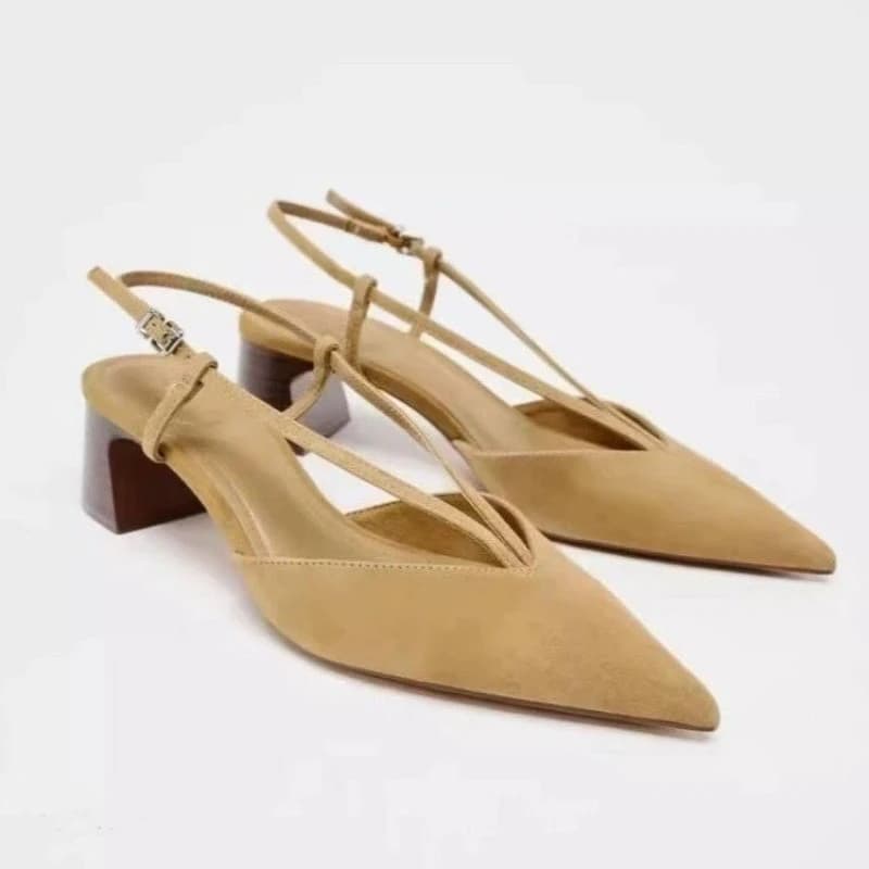 Women's Stylish Sandals Pointed Toe Shoes With Sexy Heel New Winter 2025 Chunky Slippers Party Dress Women's Pumps Zapatos Mujer