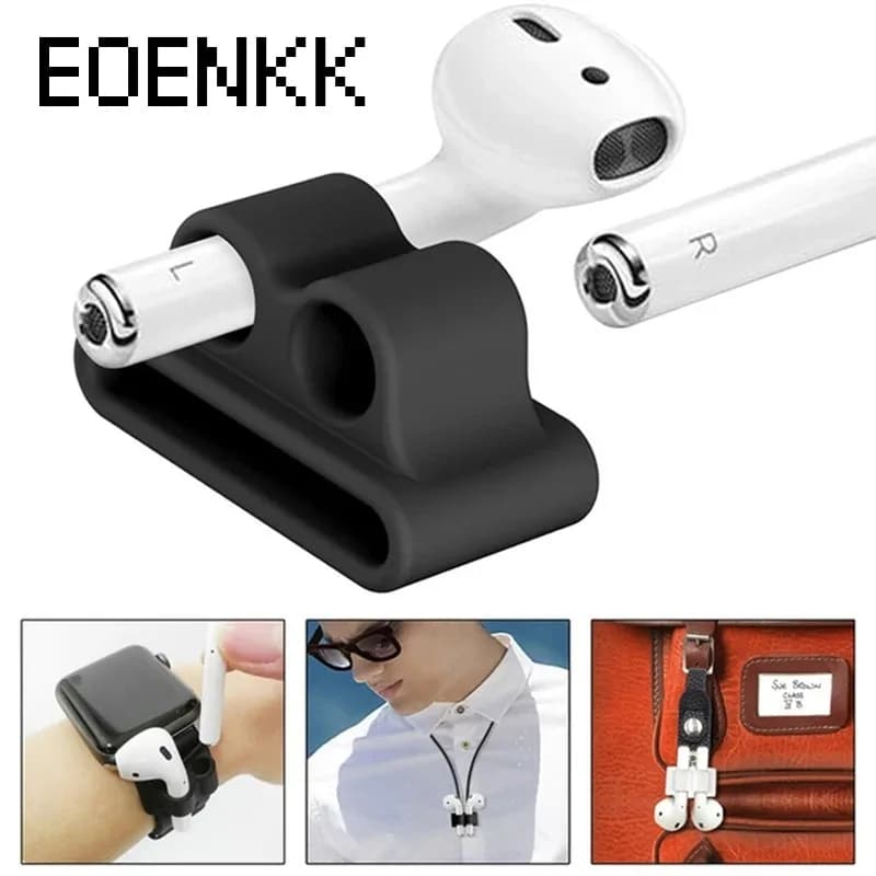 Supporto per supporto per auricolare Bluetooth in silicone anti-smarrimento per AirPods Apple i7 Auricolari Clip per supporto per auricolari per Apple Watch
