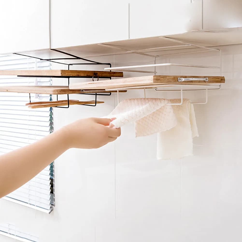 Supporto da Parete a Doppio Strato per Taglieri, Porta Utensili in Ferro Resistente per Cucina e Bagno, Salvaspazio, Antiruggine