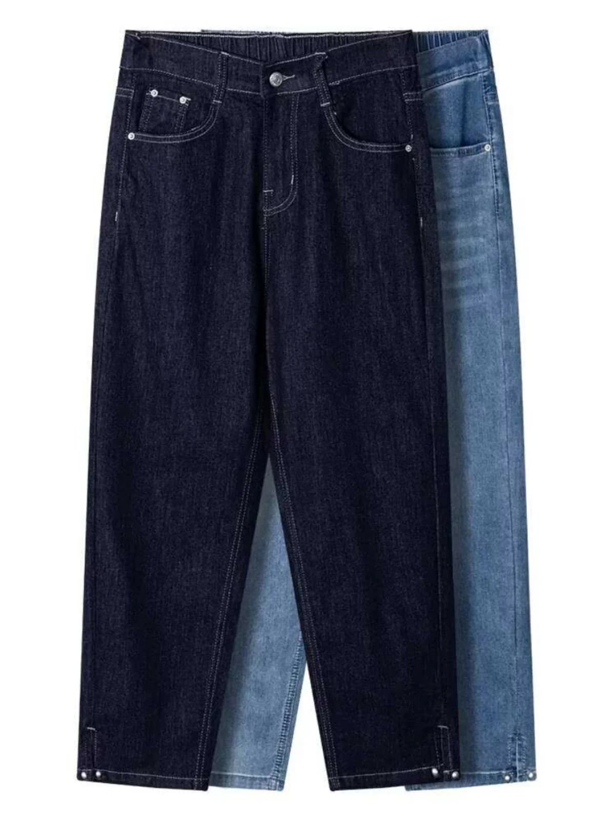 Deep Blue Thin Straight Leg Jeans Summer New plus Size Loose Fit Slimming Harem Pants High Waist Ankle Length Zipper Closure