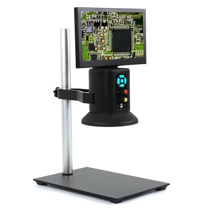 Industry Video Microscope Camera USB 1080P 7.0‘’ Monitor Digital Camera Built-in Microscope Lens Light LED Microscope Stand Set