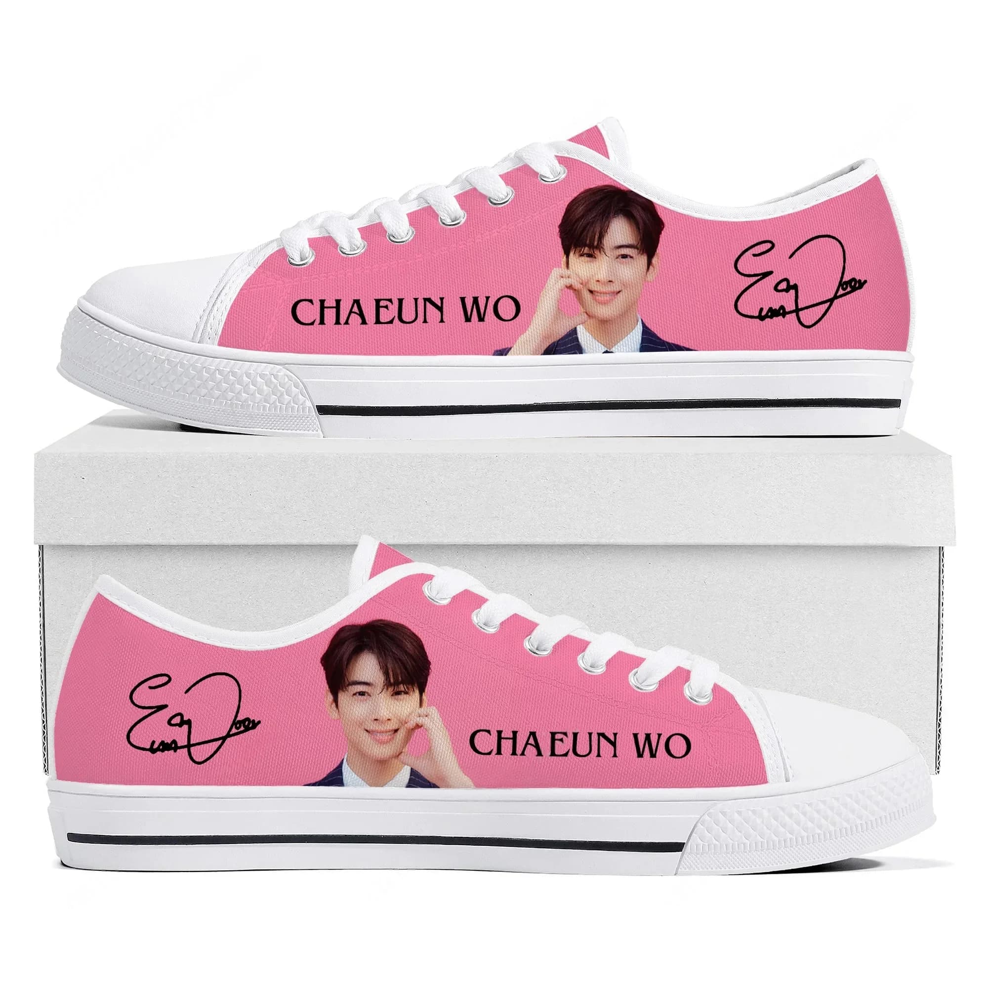 KPOP Cha EunWoo Sneakers basse leggere da uomo, donna, adolescente, in tela, casual, per coppia, scarpe leggere da trekking