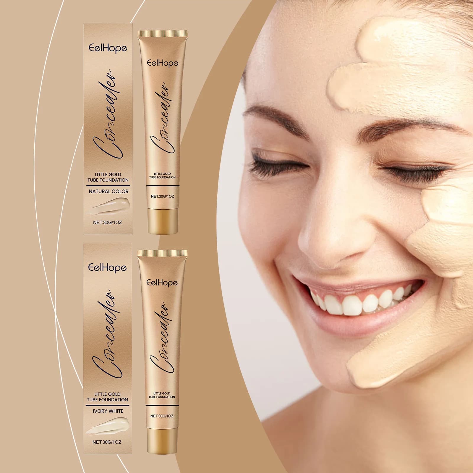 Piccolo tubo d'oro correttore fondotinta balsamo copertura cicatrici da acne lentiggine tatuaggio arrossamenti occhiaie trucco liquido durevole impermeabile