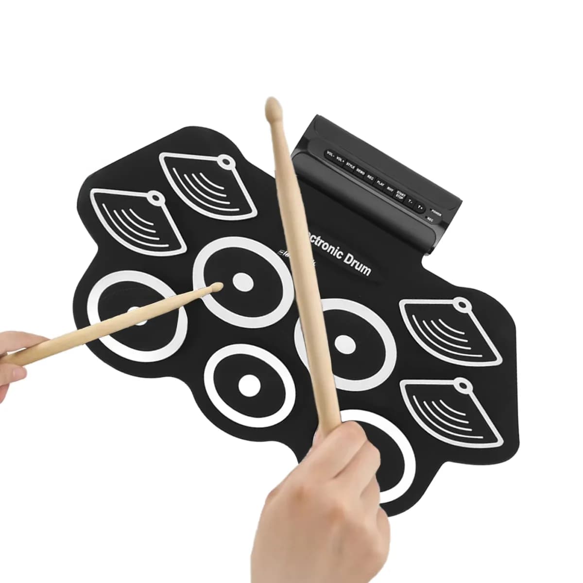 Set di Drum Pad Elettrici Portatili Miwayer con Suoni Autentici, Altoparlanti, Pedali e Bacchette, Ideale per la Pratica dei Principianti