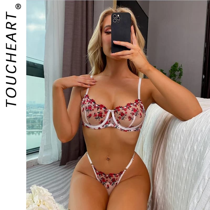 Completo donna Lingerie Sexy donna reggiseni e biancheria intima da donna in offerta Set di biancheria Sexy reggiseno e perizoma da impostare