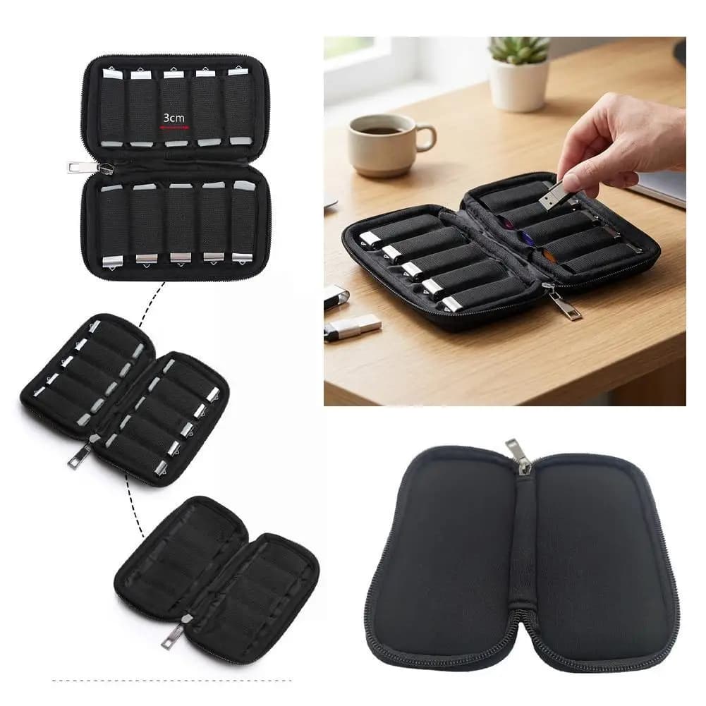 Custodia Organizer Antiurto per Chiavette USB, Pen Drive e Schede SD - Porta Accessori Elettronici