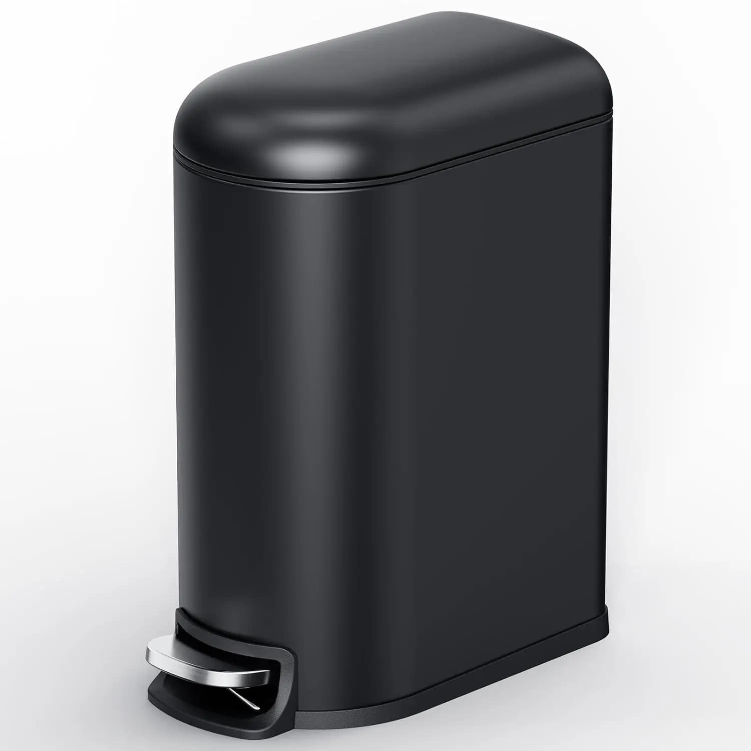Piccolo Cestino per Bagno con Coperchio a Chiusura Morbida, Bidone della Spazzatura Sottile in Acciaio Inox da 5L con Pedale per Ufficio, Camera da Letto, Bagno