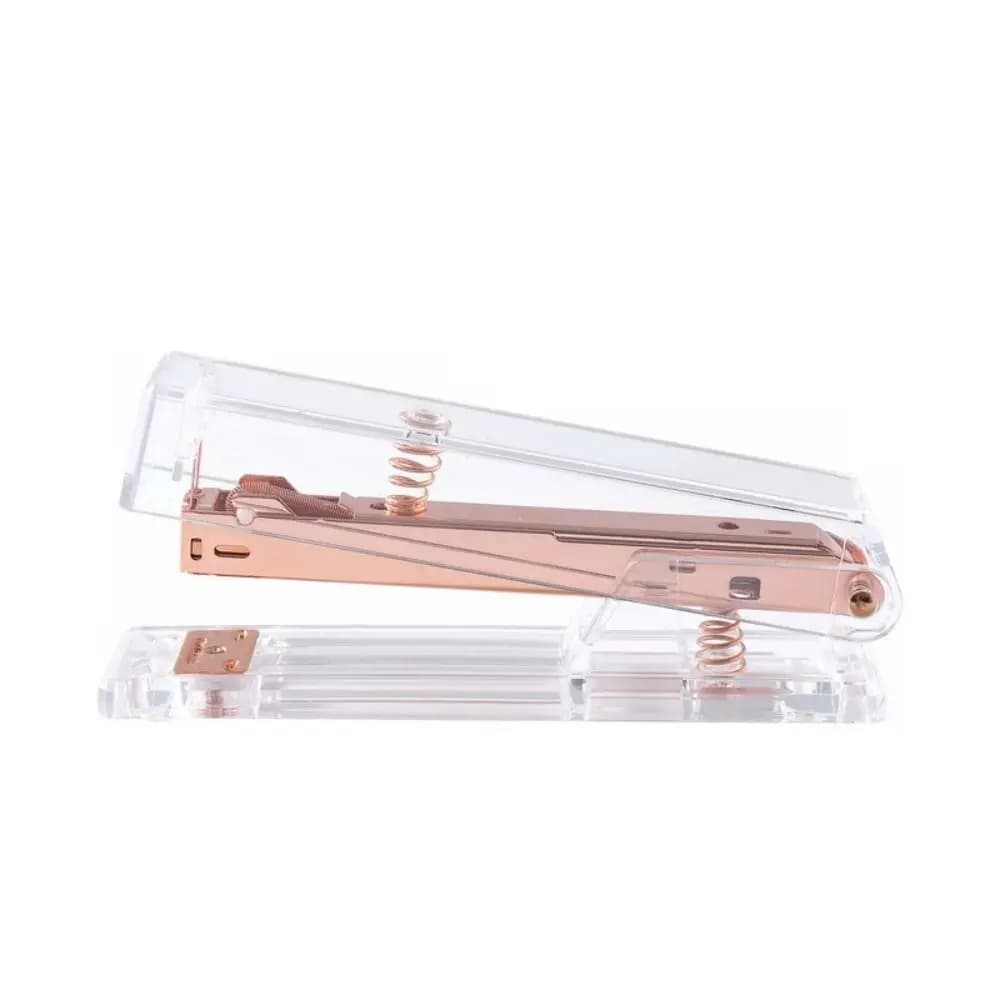 Manual Transparent Stapler Rose Gold Bookbinding Tool Paper Stapler Portable INS Book Binding Machines School Office Supplies