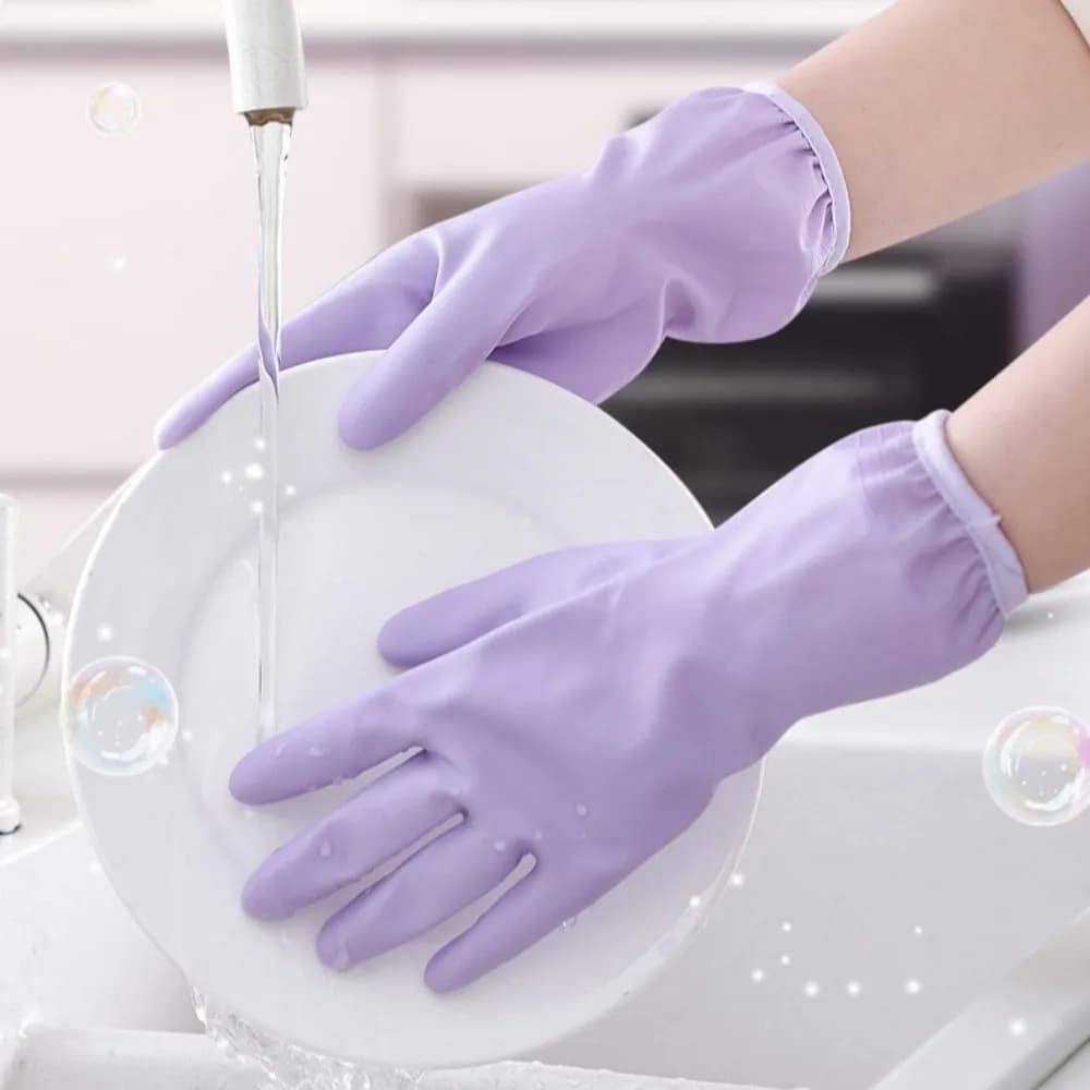 New Waterproof Rubber Glove with Elastic Strap 31cm Dishwashing Glove Clean Tool Kitchen Latex Glove Laundry