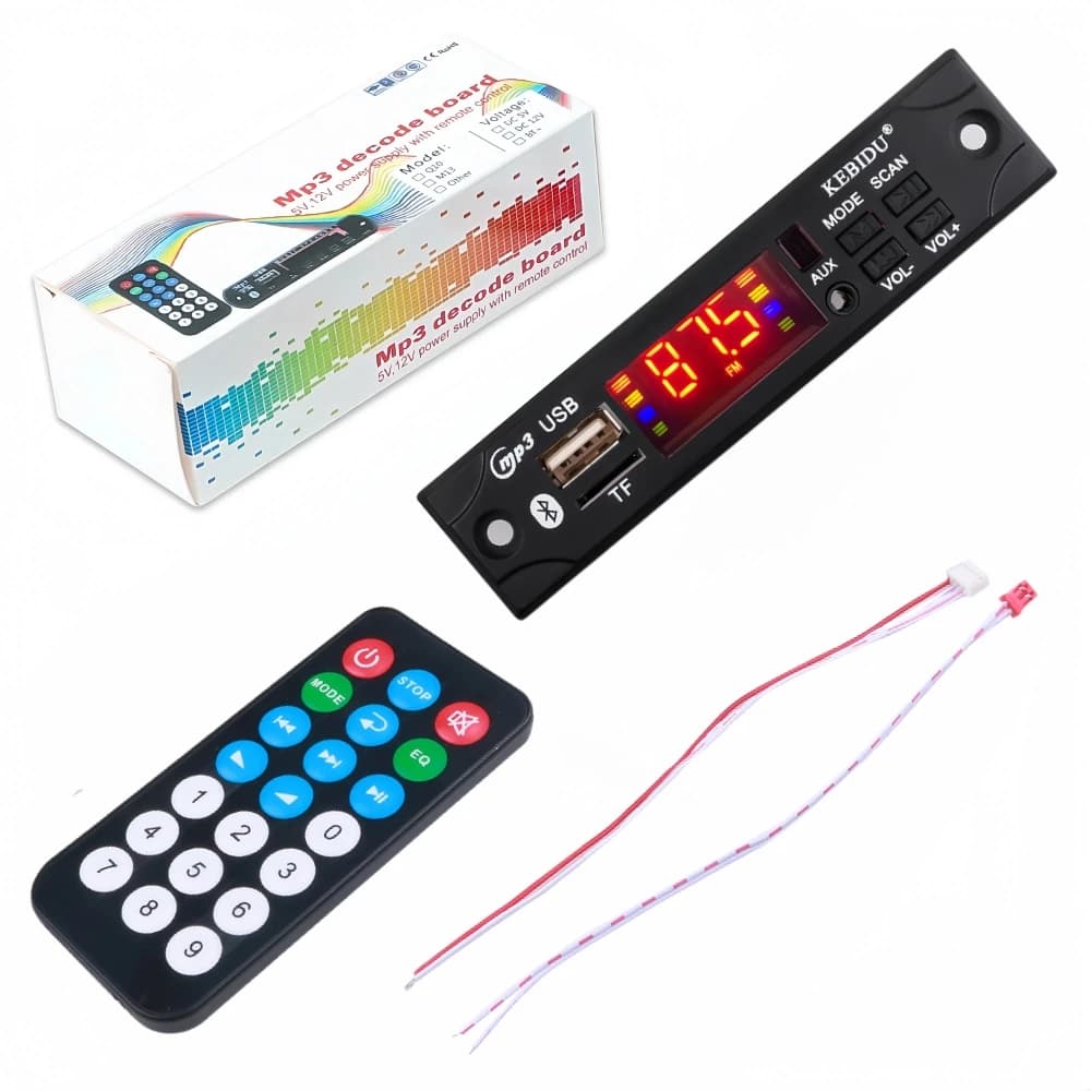 Scheda di decodifica MP3 Bluetooth 5.0 Lettore MP3 wireless DC 12V 9V Audio per auto Modulo radio FM Supporto TF AUX USB con telecomando