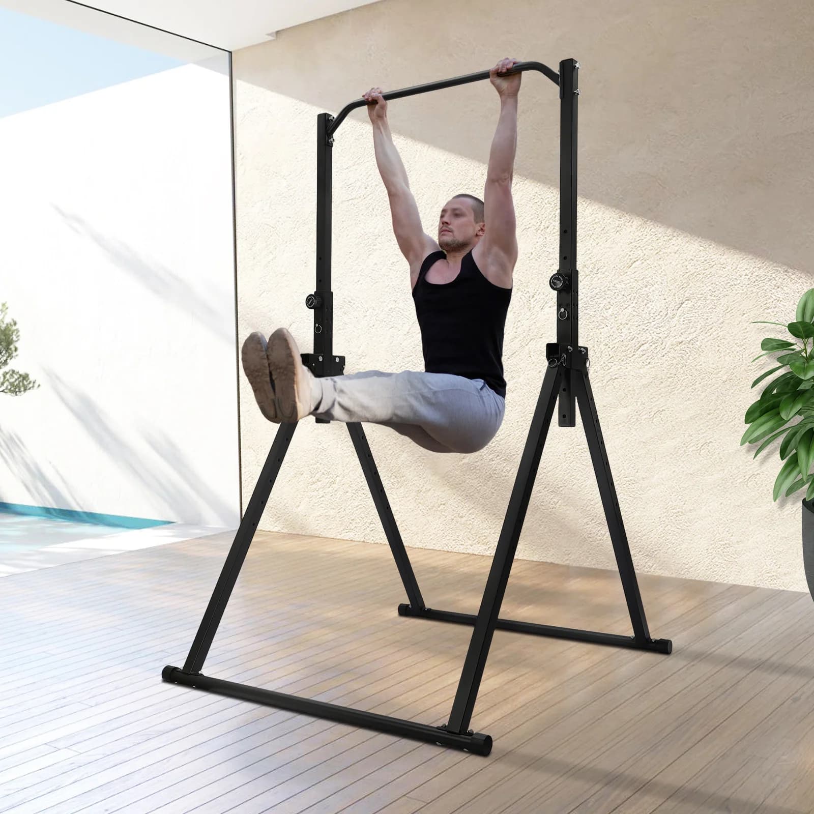 200 kg triangular traction station, traction bar for strength training at home, home gym equipment, height adjustable traction bar