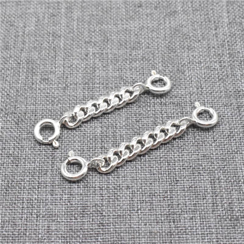 Sterling Silver Curb Chain Extensions w/ Spring Ring Clasp 30mm 50mm 70mm 90mm 110mm 130mm 150mm