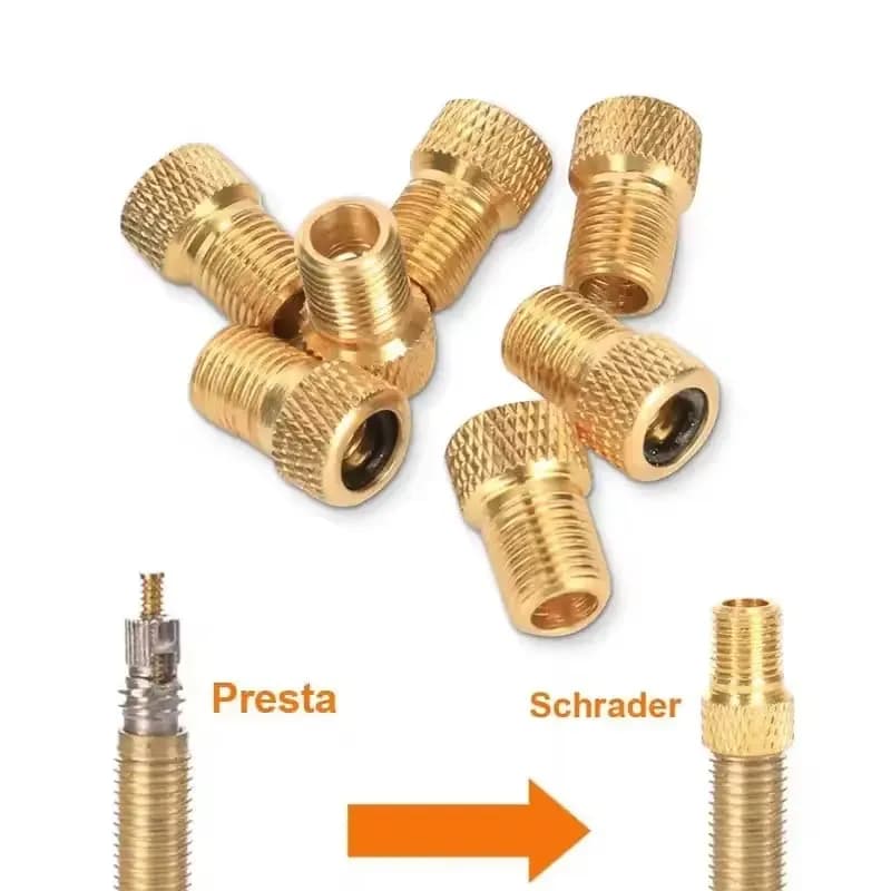 Adattatore per valvola Presta a Schrader per bicicletta, connettore valvola pneumatico in rame dorato, convertitore da F/V a A/V per pompa bici