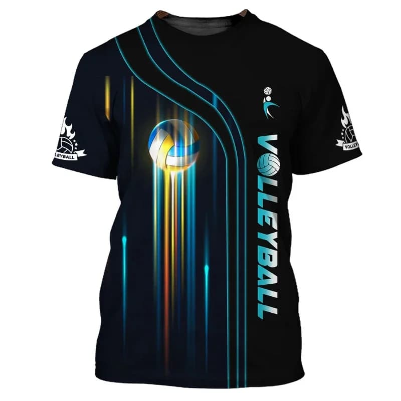 Men's T-shirt for Volleyball with Neutral 3D Printing, Fashion Sport Clothing in Short Sleeves, Comfortable, Breathable and Drying Quick