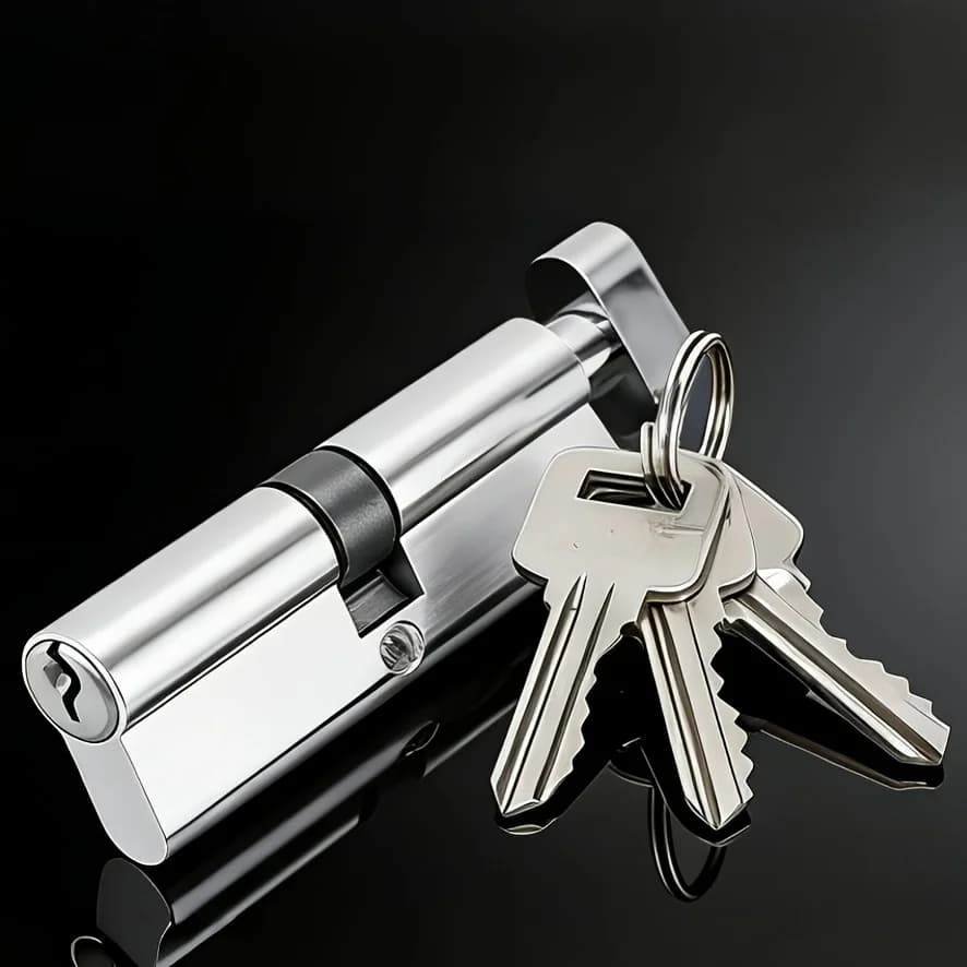 1Pc Door Handle Lock Cylinder, Comes with 3 Keys, Brushed Surface Finish, Safe and Reliable, Durable, Size 70mm/ 2.76 Inch; Metal Door Handle Lock Cylinder, Door Lock Replacement Parts, Suitable for Household Door Locks, Upgraded Anti-Theft Performance