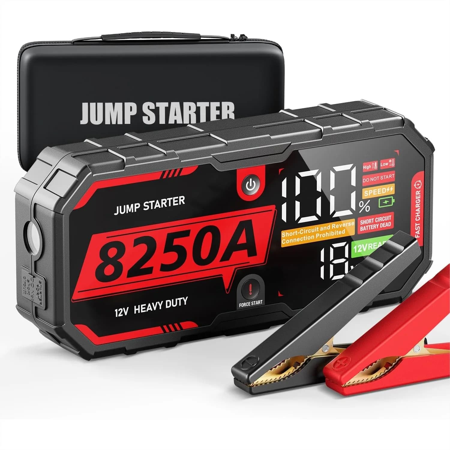 Avviatore di Emergenza 8250A per Motori a Benzina 13L/Diesel 10L, Power Bank da 24000mAh, Booster per Batteria Auto 12V con 48 Mesi di Autonomia