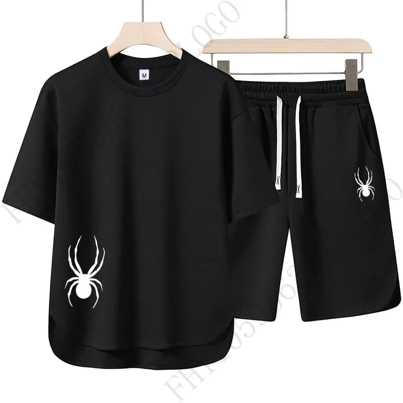 Summer sports suit, new fashion 2026, casual short sleeve basketball pullover with crew neck + shorts, set two pieces