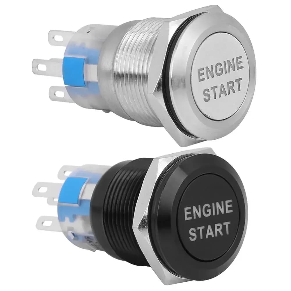 Interruttore a pulsante di avviamento del motore dell'auto impermeabile 12V avviamento di accensione argento acciaio inossidabile/lega di alluminio zinco nero